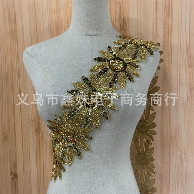 Beaded sequins, embroidered barcodes, wedding dress and evening gown accessories pic 1