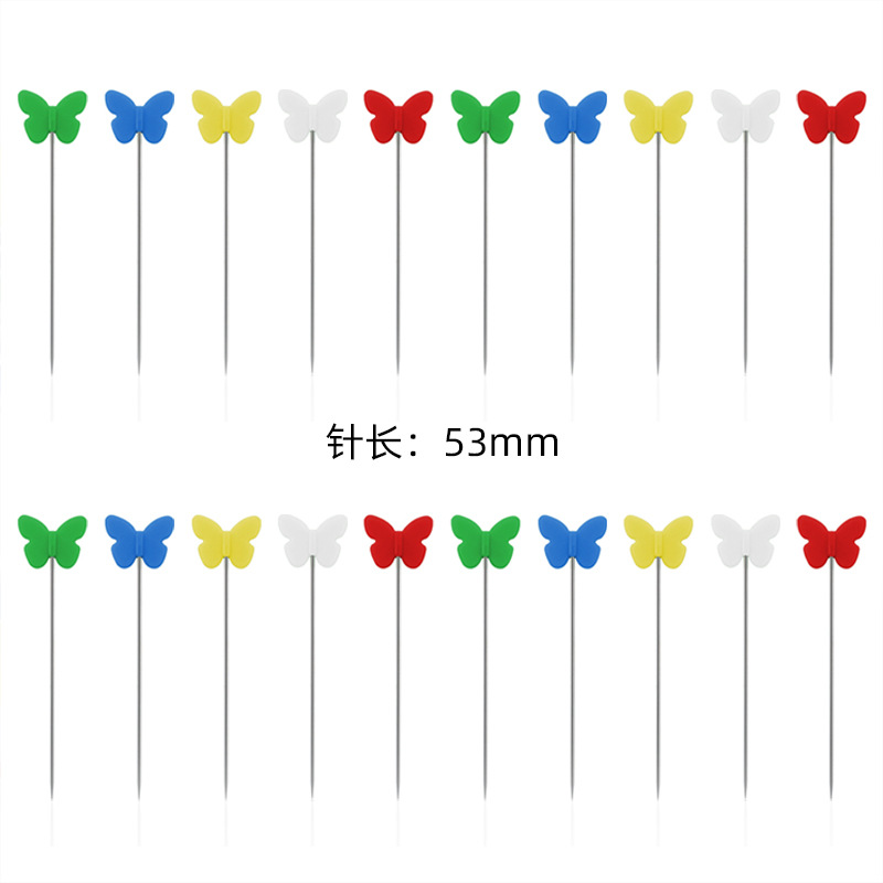 Cross-border PP hanging box contains 300 pieces per box, featuring multiple combinations of patterned needles, large-head quilted straight needles, butterfly and plum blossom button needles pic 12