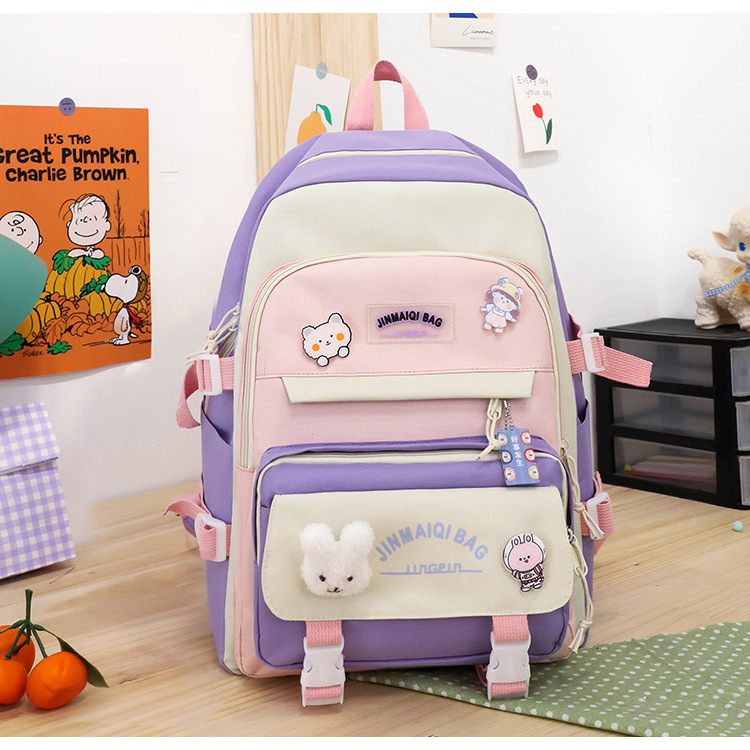 可爱书包双肩包女生ins五件套背包女日系甜美女生补课校园双肩包详情36