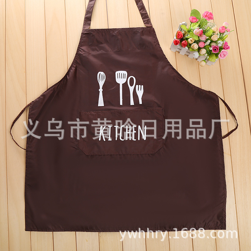 【持嘉】家务清洁无袖吊带围裙厨房餐具印花加大加厚防水防污餐厅详情1