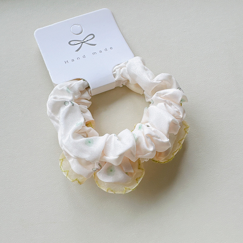2条装春夏新款少女花朵大肠发圈棉布花边糖果色小清新气质发绳女详情6