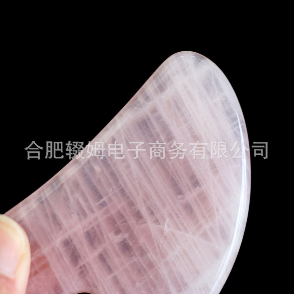 rose quartz粉晶玉石刮痧板粉晶心形玉石面部脸部全身按摩刮痧皮肤护理居家日用美容院用详情6