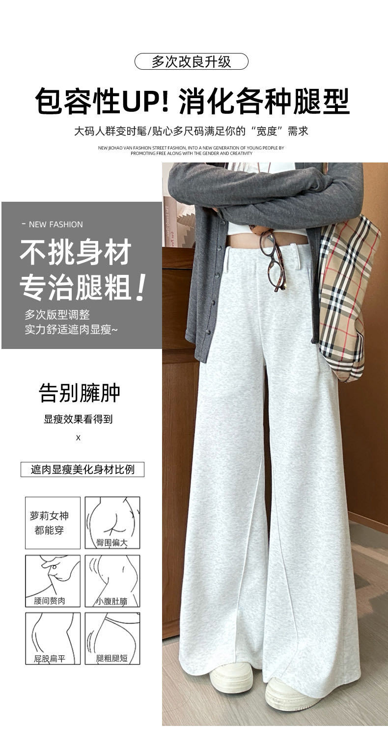 灰色运动裤女华棉秋冬2025新款高腰宽松直筒加绒加厚休闲阔腿卫裤详情11