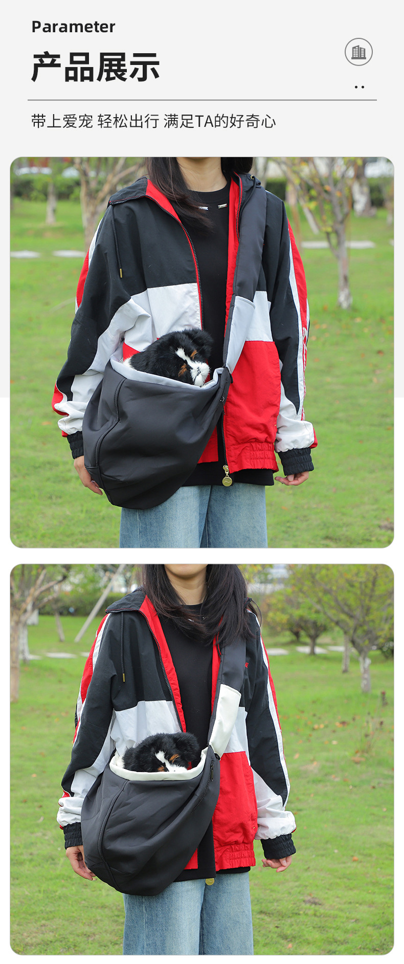 Rongka Pet Cross-border Solid Color Pet Tote Bag, composite fabric Large capacity single-shoulder bag, large capacity personalized portable cat and dog pet bag pic 9