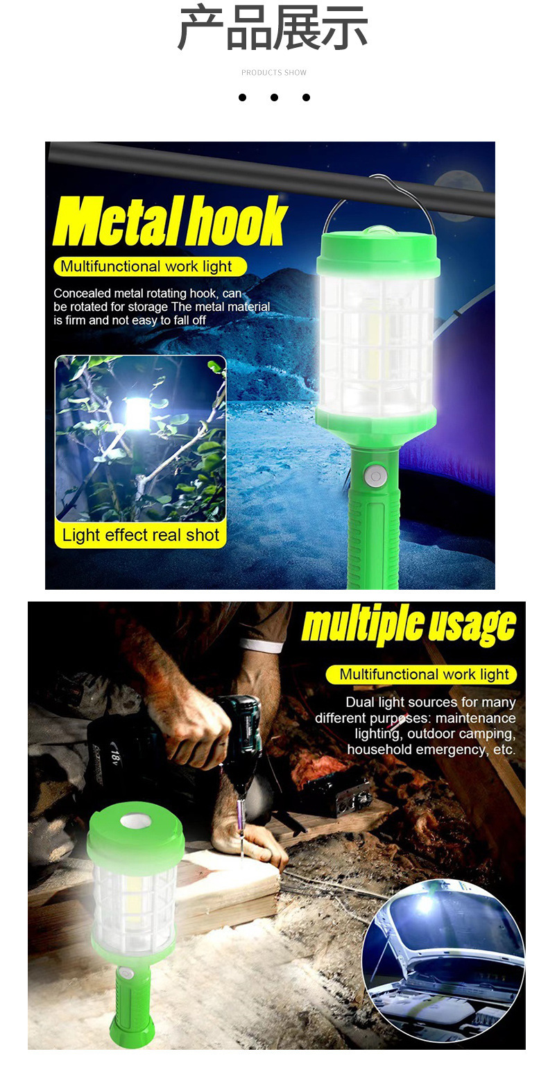 Cross-border camping lamp, handheld high-intensity outdoor lighting lamp, magnetic 360° light hanging auto repair work lamp pic 8