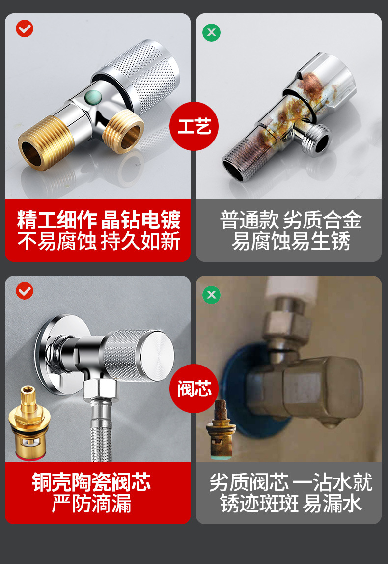 三角阀全铜加厚4分口冷热双用止水阀开关 马桶热水器家用铜牙角阀详情10