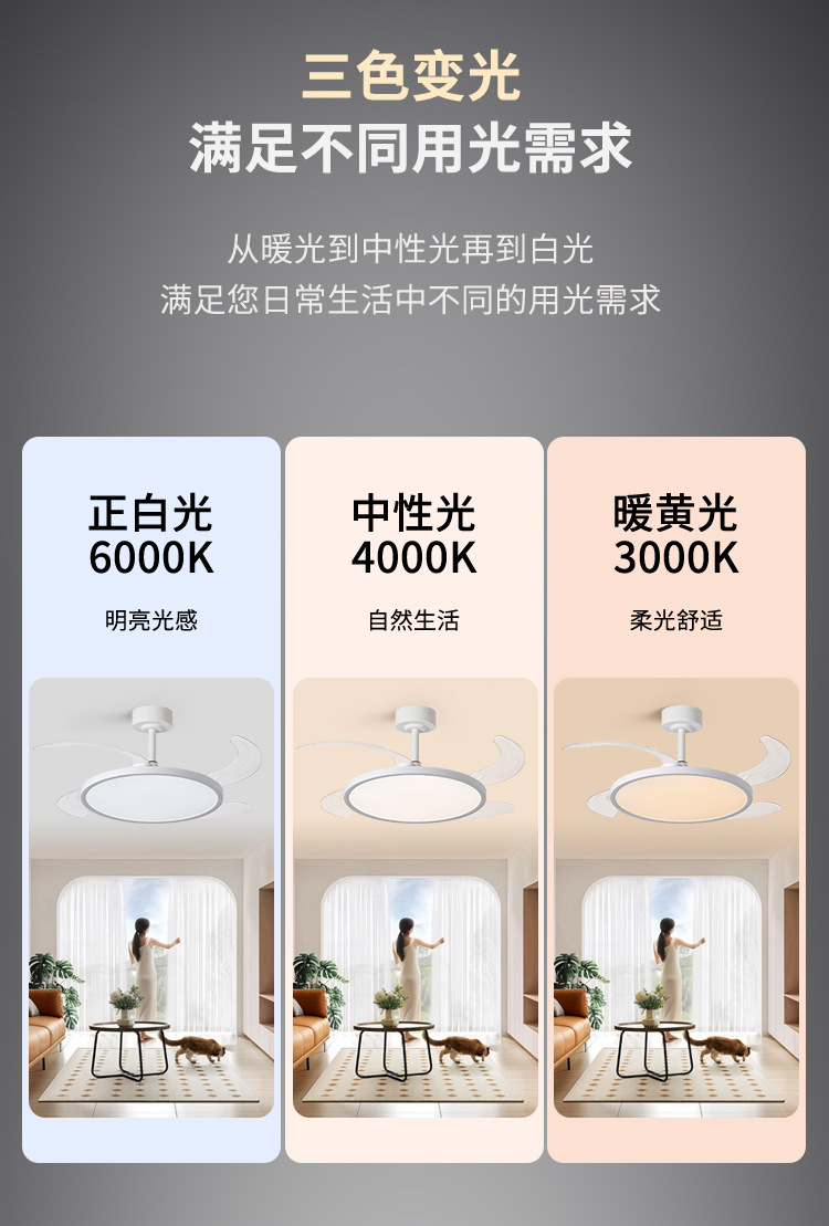 超薄风扇灯护眼隐形吊扇灯电扇客厅餐厅静音全光谱变频吊灯带详情20