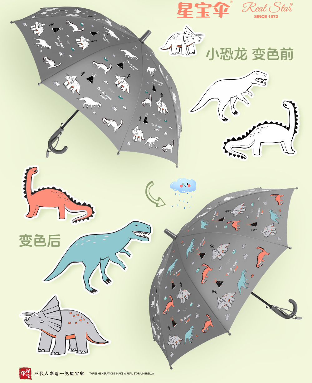 【跨境】儿童遇水变颜色的雨伞卡通图案长柄伞19寸自动小孩子伞详情10