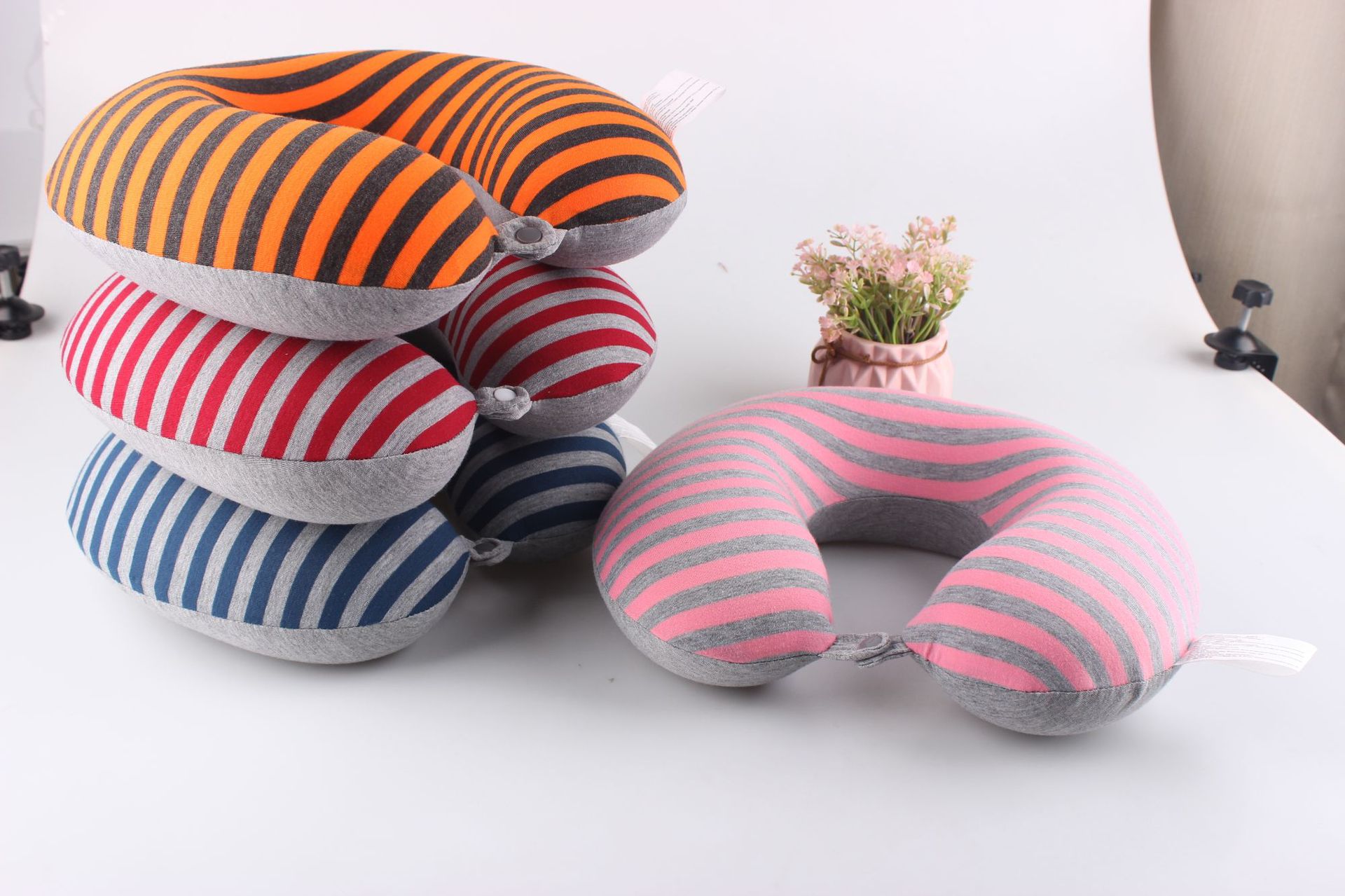 条纹新款U型枕慢回弹记忆棉托背颈枕旅行枕颈椎便携旅游家用枕详情17
