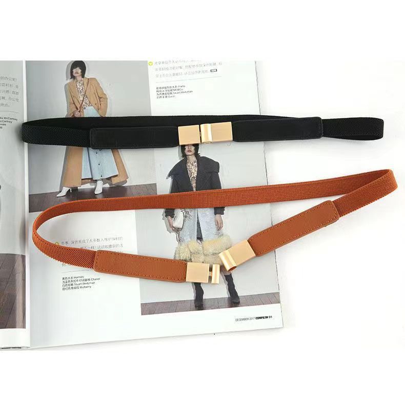 秋冬女士弹力细腰带配连衣裙毛衣大衣百搭装饰ins皮带腰封服装配饰详情5