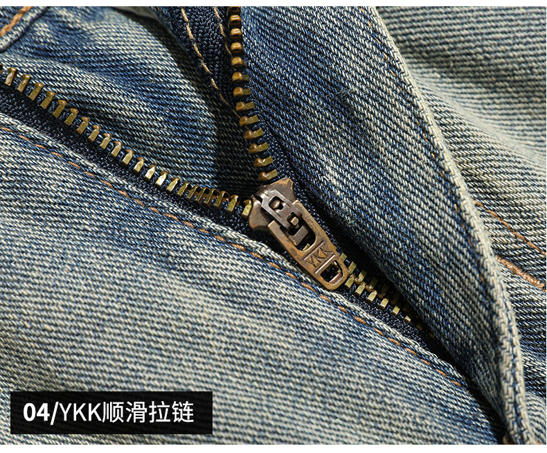 春夏新款牛仔裤男美式直筒牛仔裤男微叭阔腿黄泥复古胖子牛仔裤男详情35