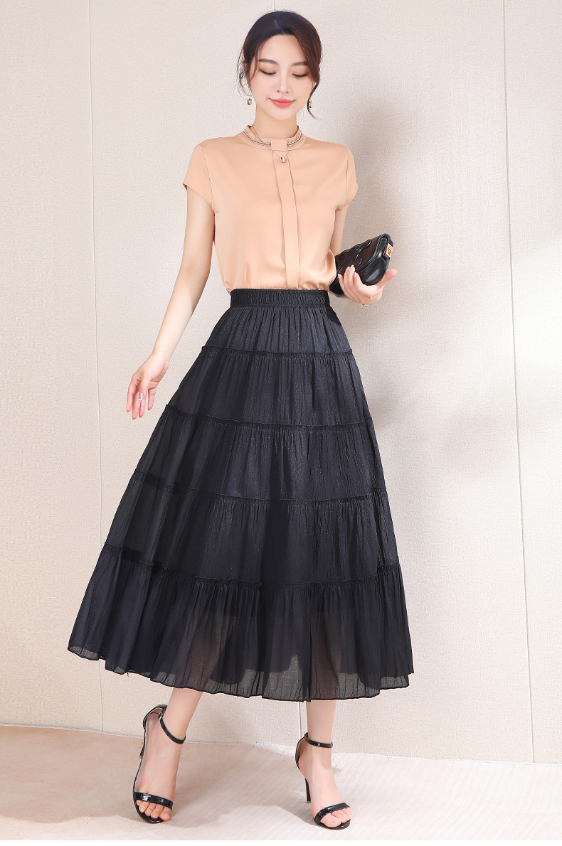 Fairy Forest style sweet pleated skirt 2024 new summer Design sense Light and thin skirt, fashionable high-waisted half skirt pic 15