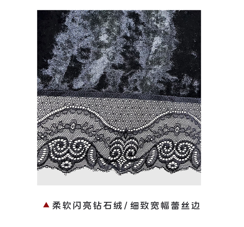 Factory direct sales of velvet and lace patchwork home wear series, sexy V-neck slit nightgowns, halter nightgowns in multiple styles pic 9