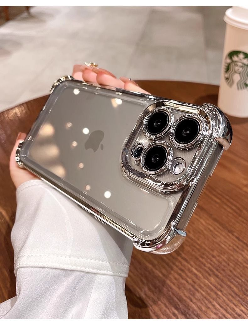 适用苹果16promax手机壳iPhone15四角气囊电镀壳14高级感13小众12详情3