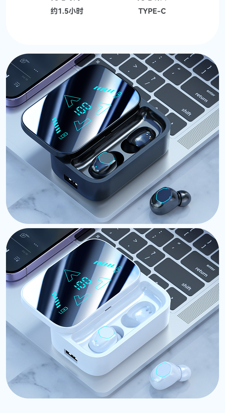 TWS inalámbricos M48 auriculares bluetooth estéreo de alta calidad de sonido cero latencia gran batería reducción de ruido true wireless pic 15