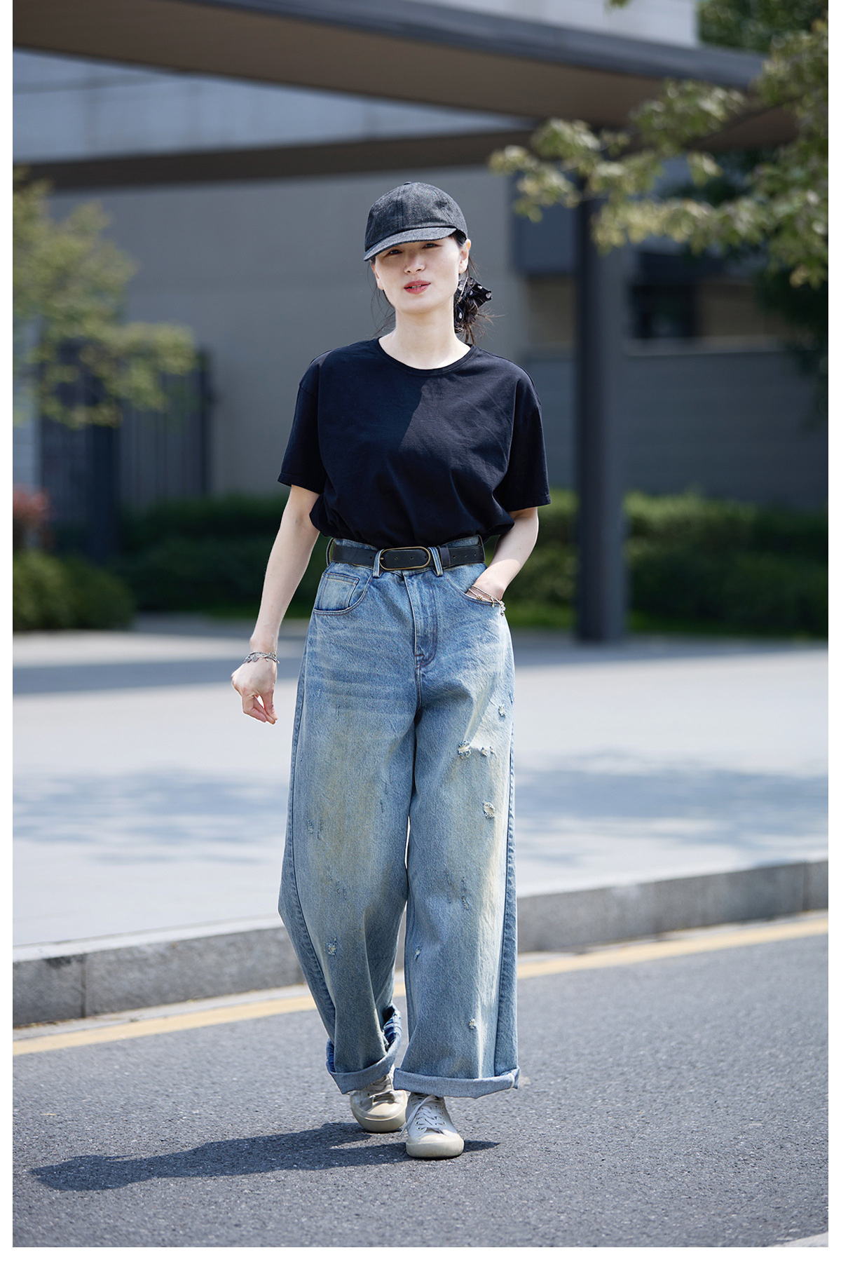 【 Random Thoughts 】 Summer Storm Ripped Heavy Washed jeans straight-leg pants for all four seasons pic 22
