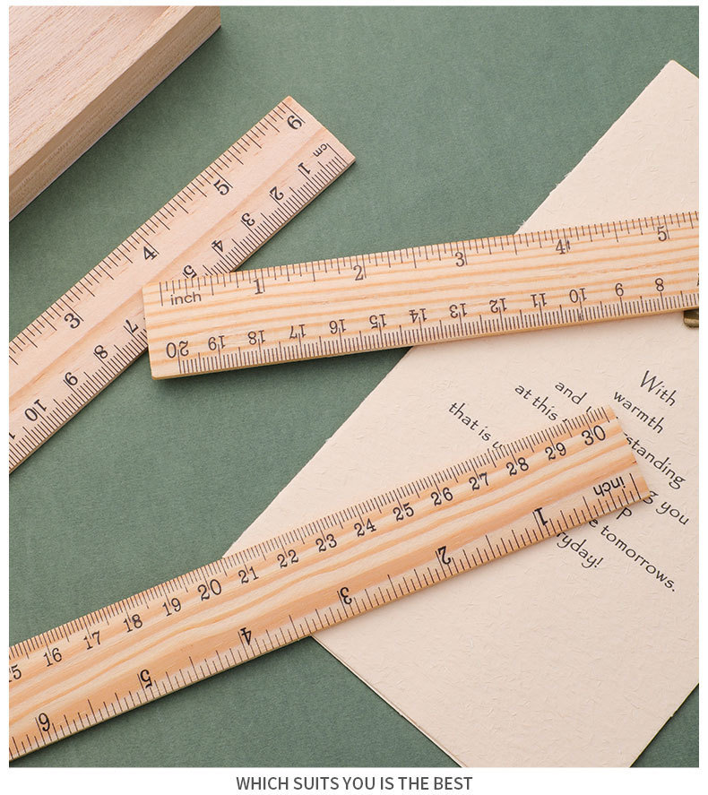学生木头尺15cm20cm30cm木直尺单面双刻度尺子木尺详情10