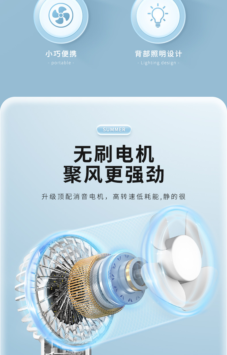 New handheld folding mini fan, usb portable small fan, outdoor office low-frequency fan pic 3