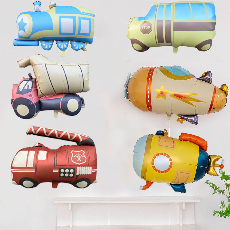 新款哑光卡通汽车飞机潜水艇铝膜气球男孩儿童生日派对布置气球详情2