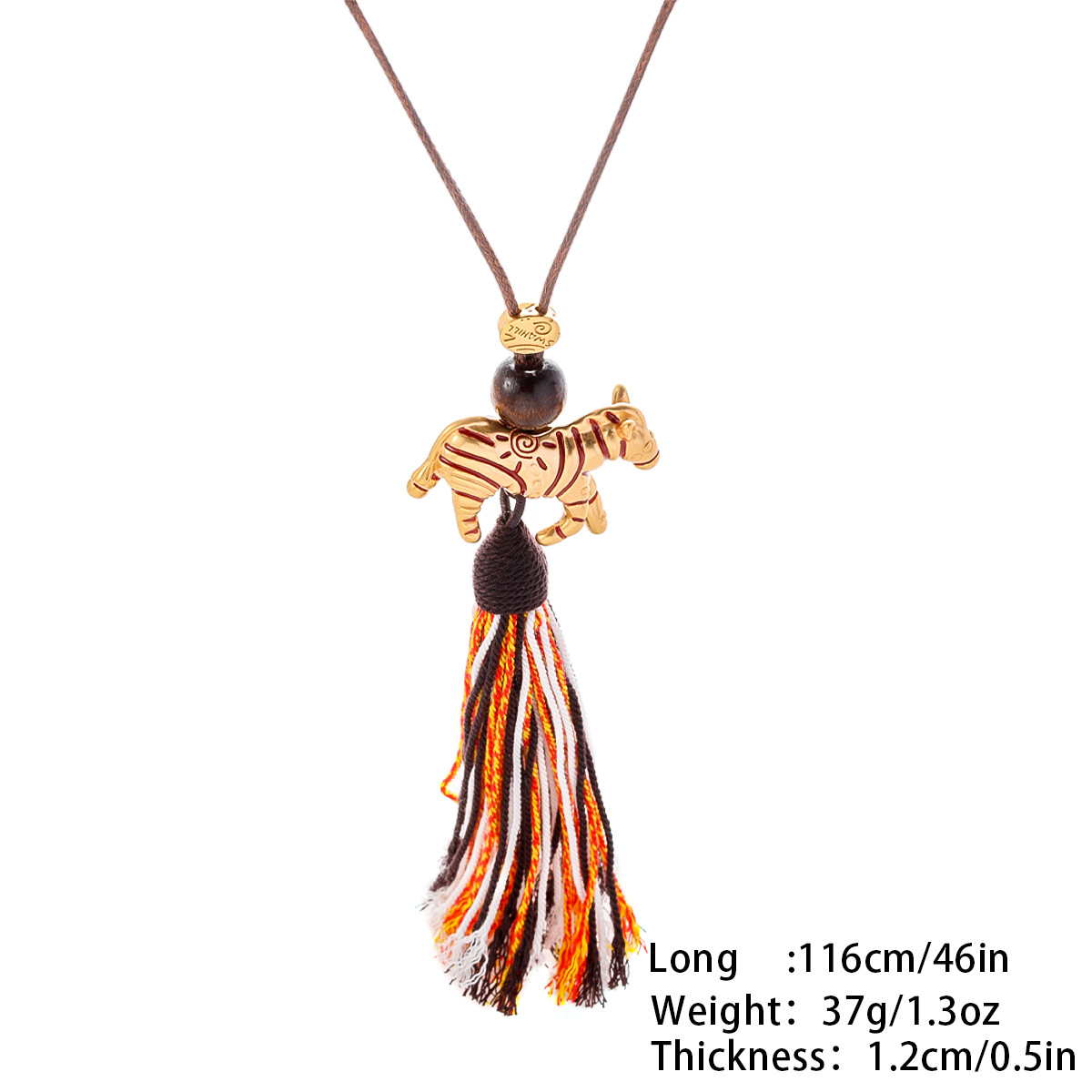 Nasha Ethnic style niche original woven rope tassel Little Horse zodiac Year sweater chain Light Luxury high-end long necklace pic 3