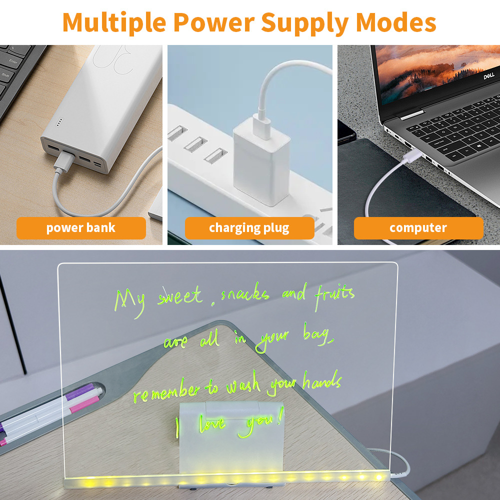 创意USB LED暖光夜灯记事留言板节日灯带画笔女友自制氛围装饰品详情10