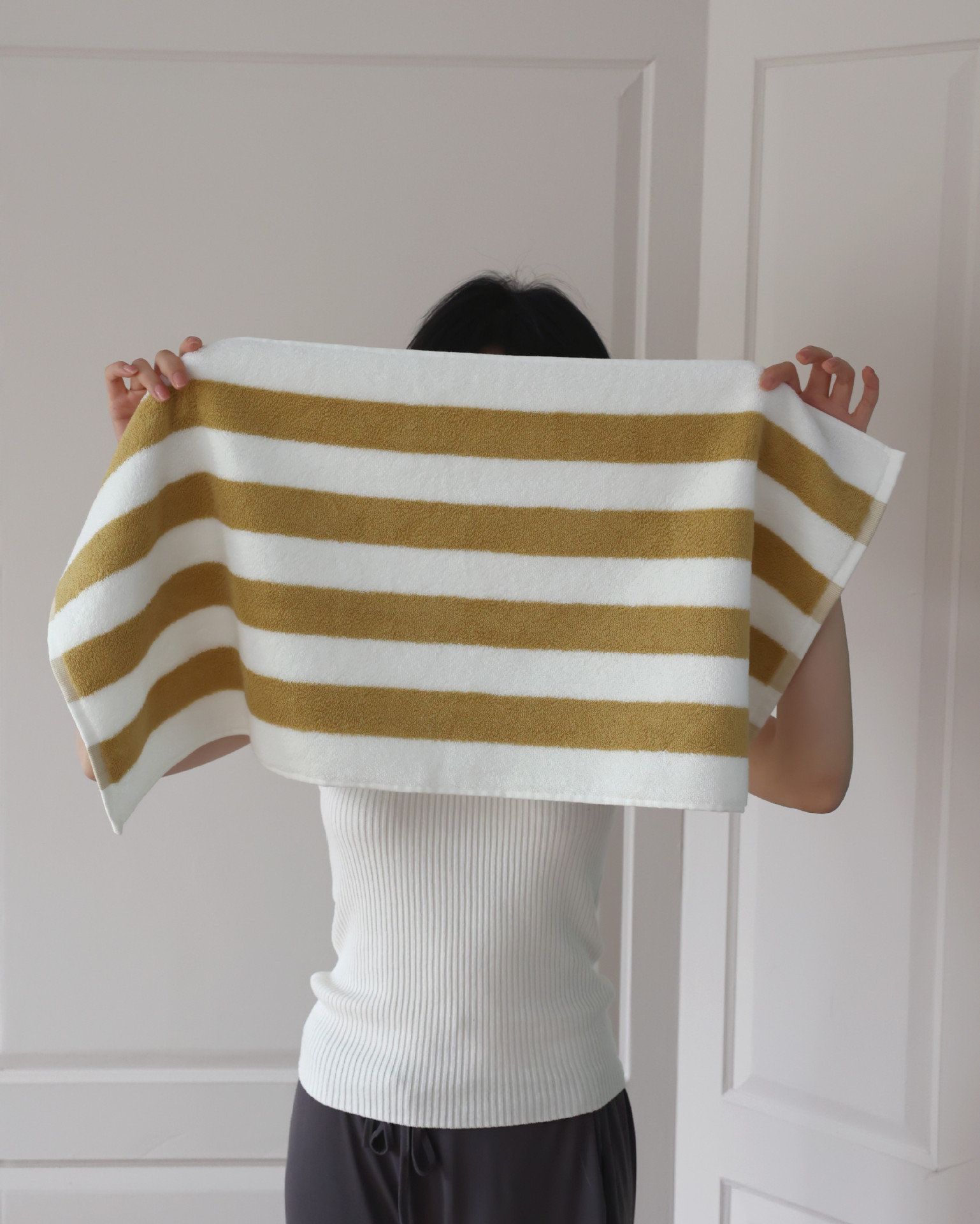 Sen fine striped retro style all-cotton towel, combed cotton Class A simple combed cotton towel, bathroom absorbent bath towel pic 10