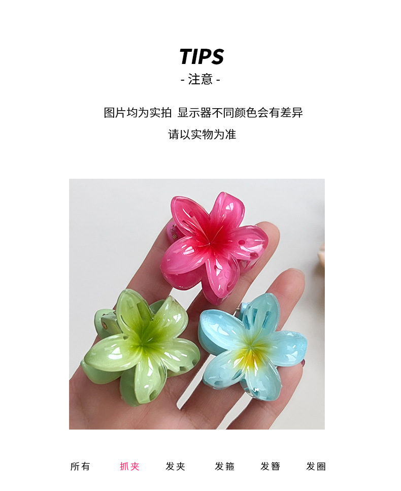 Romantic, elegant, beach vacation, small frangipani hair clip, shark clip, back clip, hair clip, half clip pic 3