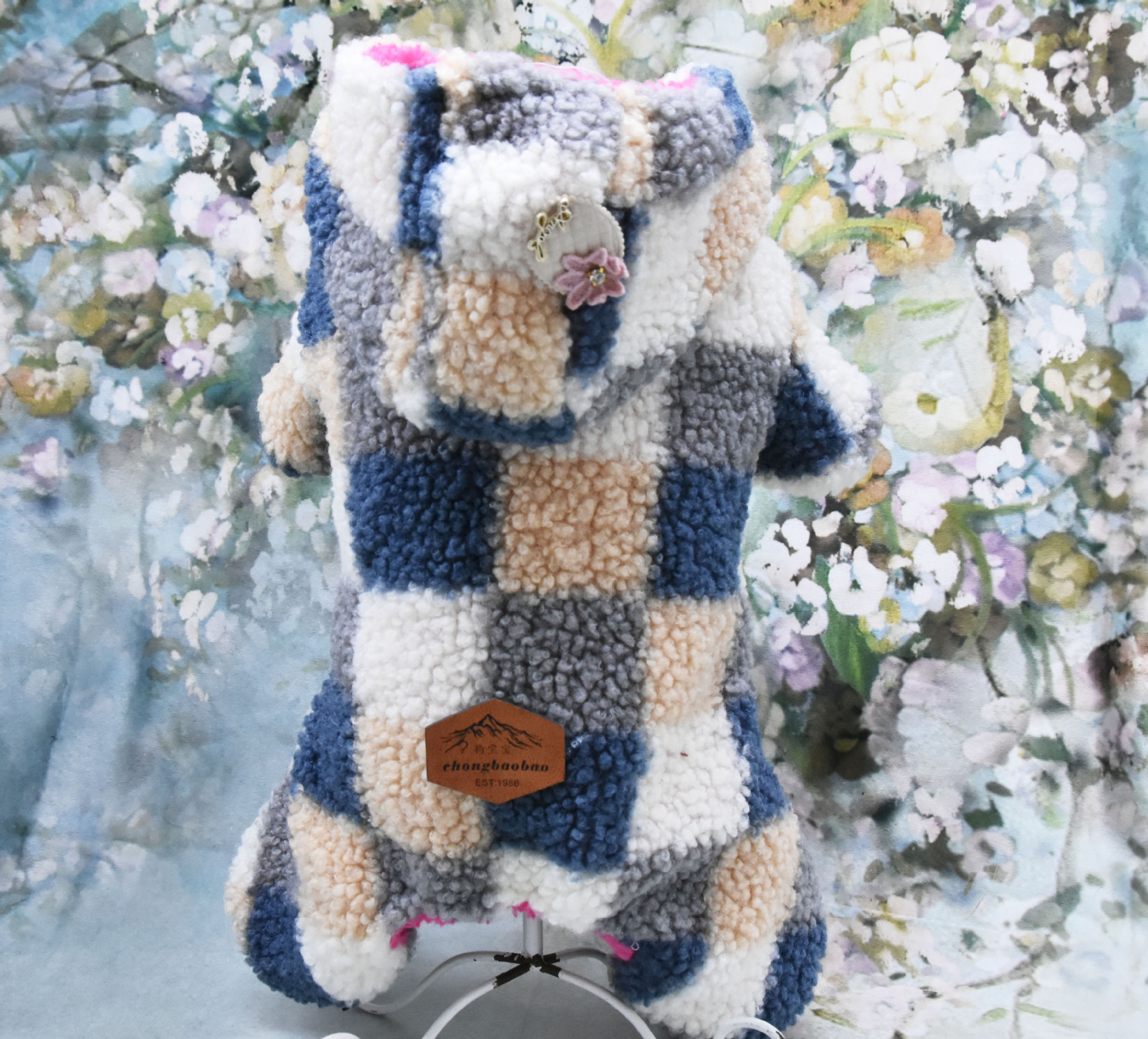 T in-stock thickened teddy fleece clothes, warm dog clothes for autumn and winter, four-legged checked cotton clothes, pet four-legged clothes pic 21