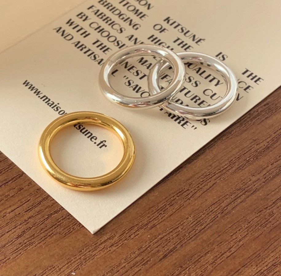 Heavy metal line ring, Korean version S925 pure silver simple style smooth surface simple line fine ring ring pic 10