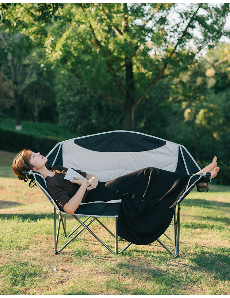 户外露营双人休闲折叠椅便携沙滩躺椅靠背多功能椅钓鱼加棉坐椅详情12