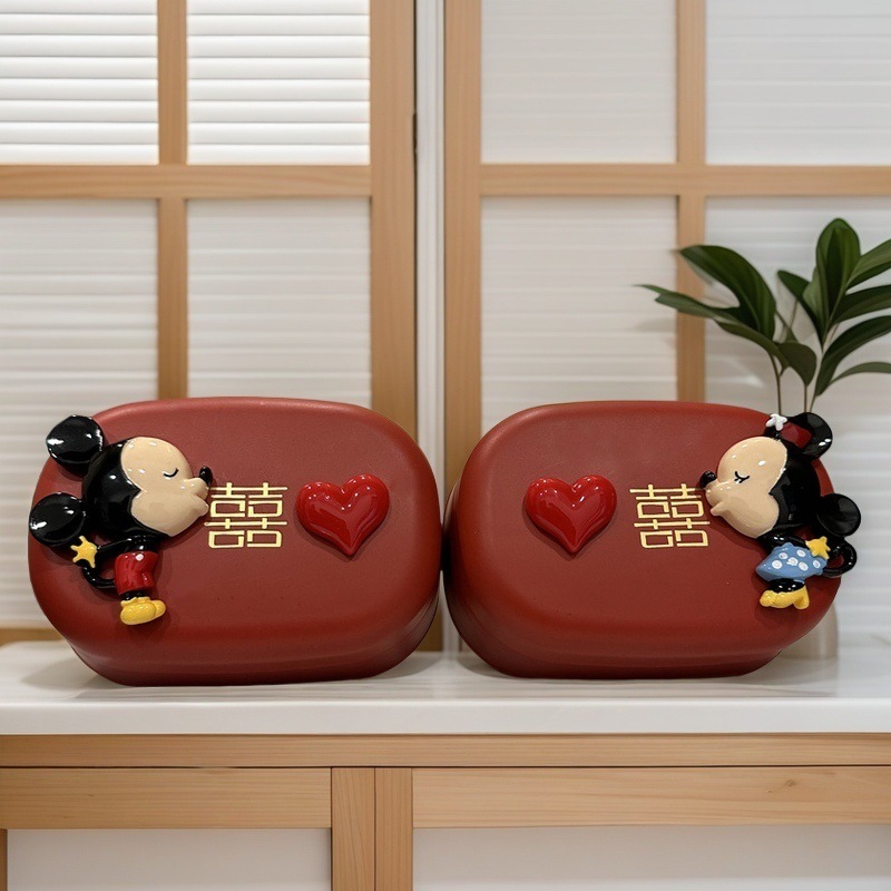 结婚香皂盒一对红色肥皂盒双喜新婚陪嫁妆漱口杯牙刷牙膏婚庆用品详情1