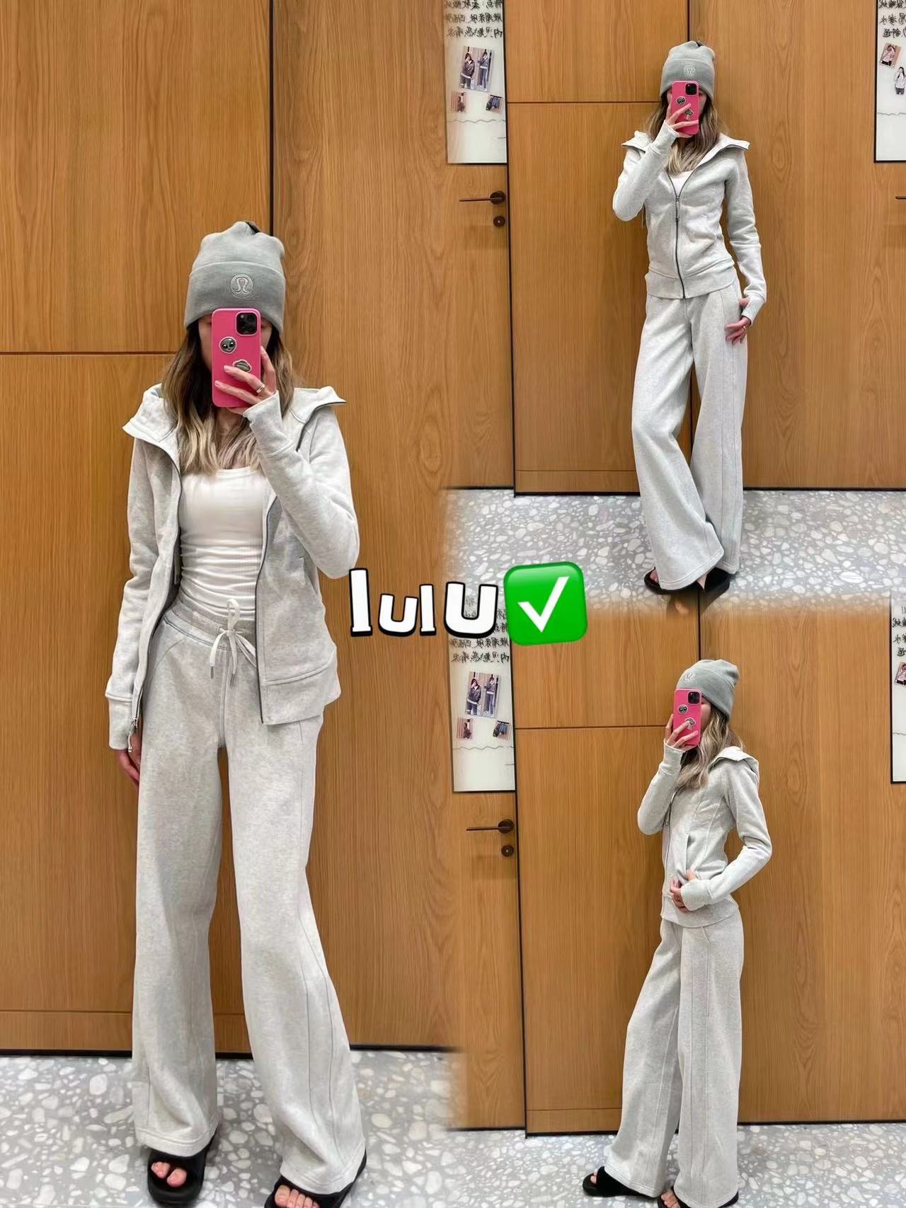 lulu卫裤女2024春秋新款瑜珈裤微喇直筒百搭高腰显瘦运动休闲裤子详情5
