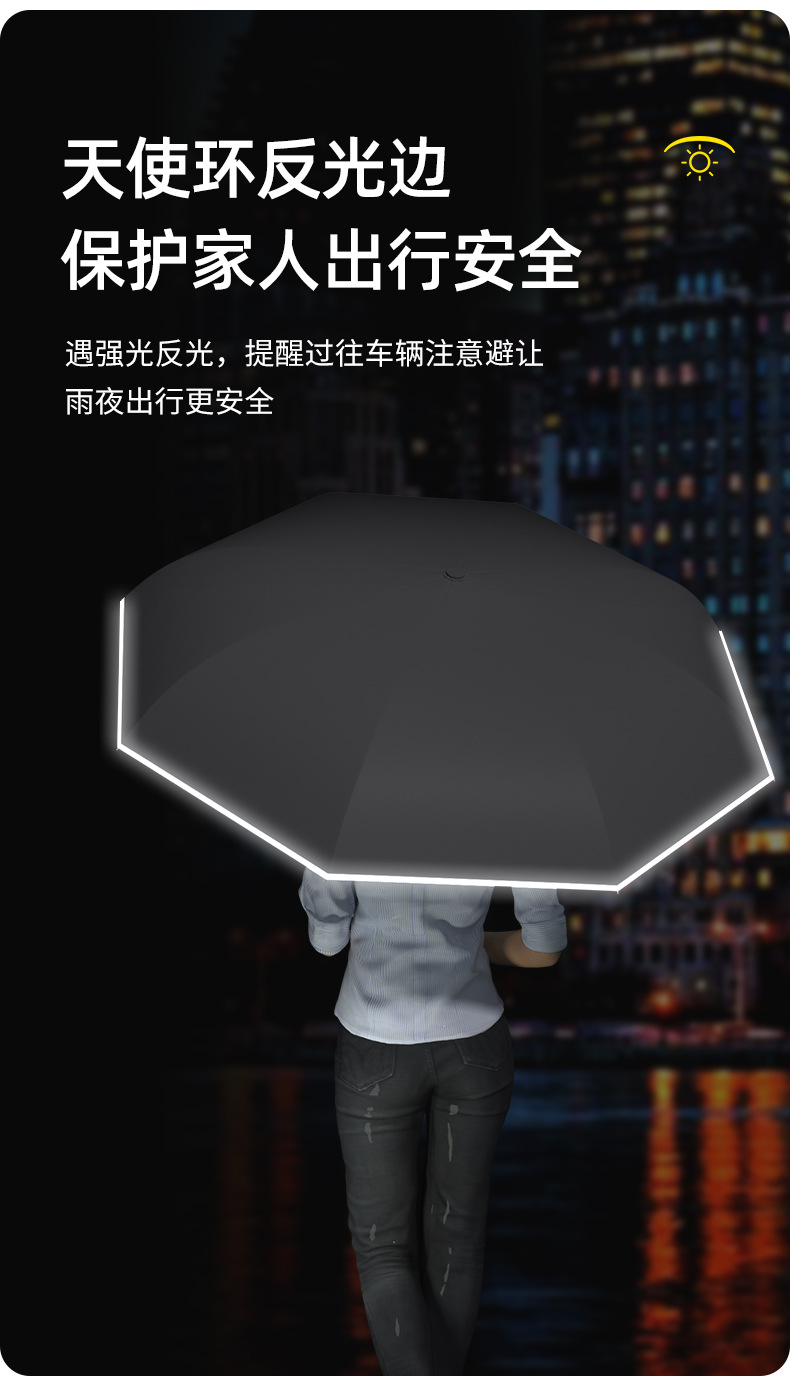 长柄双层自动反向雨伞纯色大号晴雨两用抗风防雨车载专用反向伞男详情5