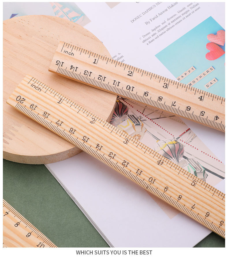 学生木头尺15cm20cm30cm木直尺单面双刻度尺子木尺详情12