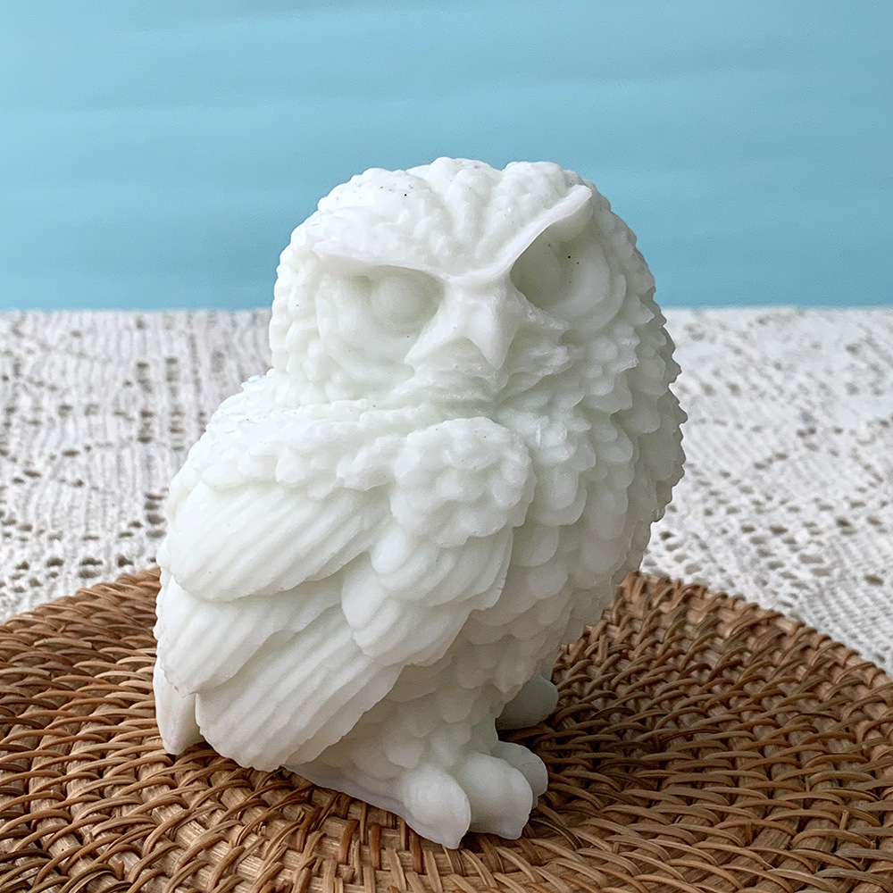 新品猫头鹰蜡烛硅胶模具香薰石膏立体动物模滴胶摆件磨具工厂8327详情3