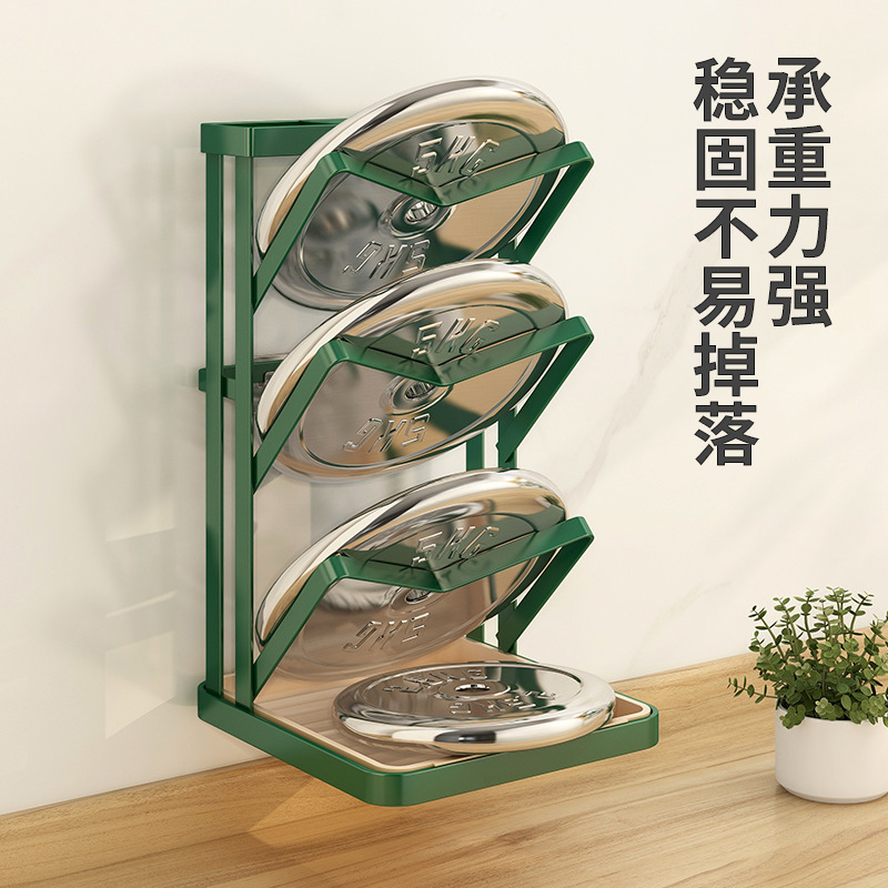 厨房锅盖架子台面壁挂式免打孔家用置物架菜板收纳架锅铲架托神器详情11