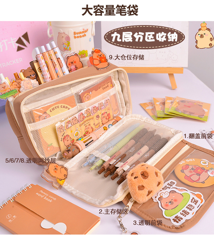High appearance level primary school stationery set, Kapipala stationery set gift box, cute pen case, school supplies gift pic 5