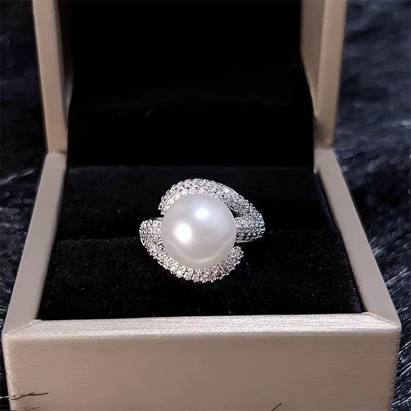 vintage复古微镶珍珠戒指女欧美ins开口指环冷淡风小众精致食指戒详情4