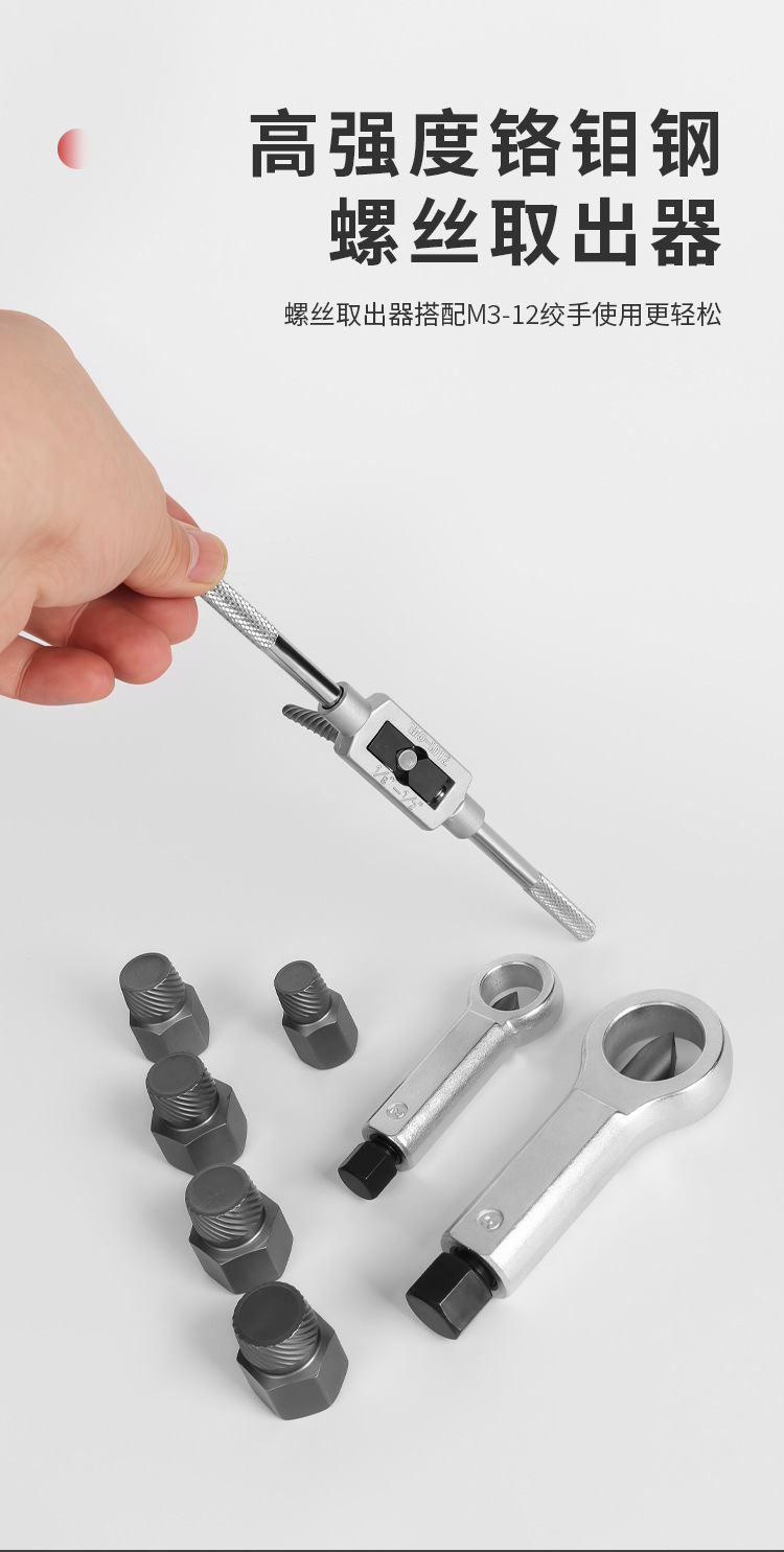 High-strength nut remover, reverse thread sleeve set, stripped thread anti-theft screw and nut removal tool, machine maintenance pic 6