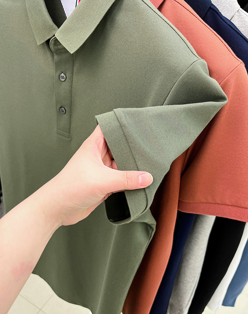 细珠地纯棉polo衫短袖男夏季新款中年纯色商务休闲翻领男士t恤详情9