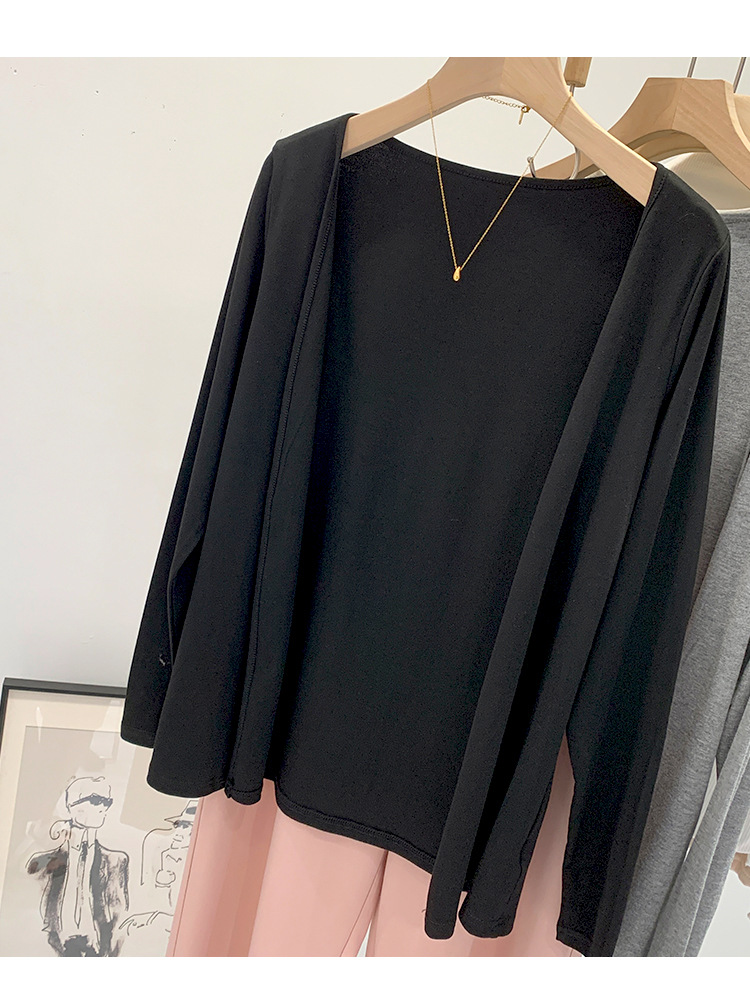 温柔风韩版灰色针织开衫女春秋季宽松休闲防晒打底衫外套长袖上衣详情20