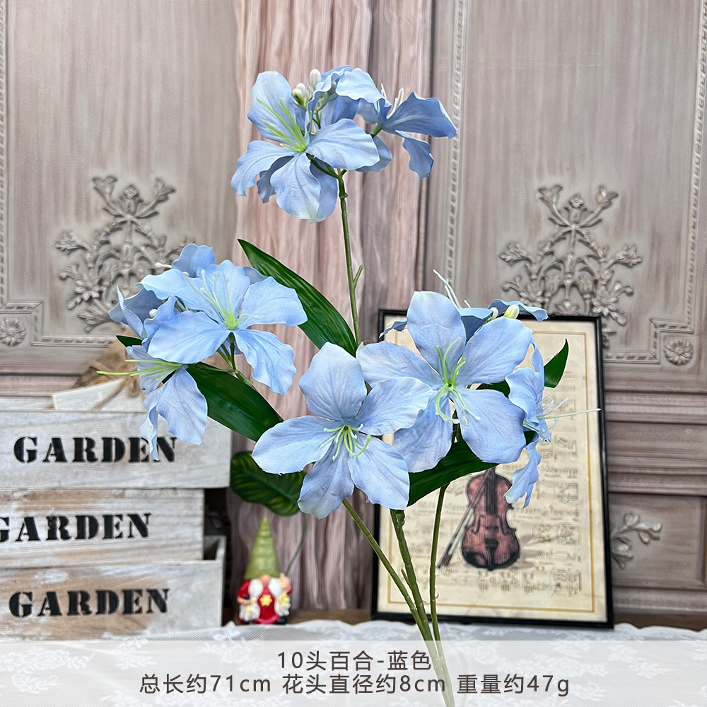 10头百合仿真假花成品人造绢花婚庆地排用花塑料花高级感婚礼布置详情10