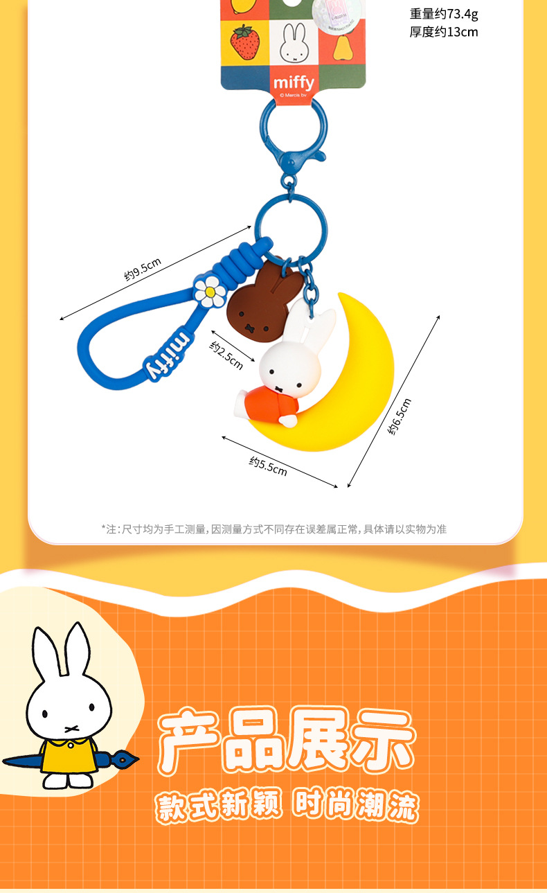 Rabbit Goodnight Party Series keychain, cute cartoon doll pendant, creative small pendant pic 8