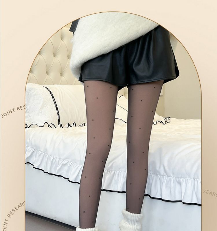 双层波点黑丝光腿裤袜丝袜女春秋薄款加厚冬季自然肉色裸感打底裤详情14