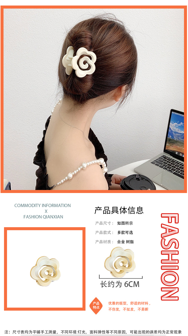 韩国简约气质发夹高级感亚克力花朵抓夹女后脑勺发量多鲨鱼夹批发详情2