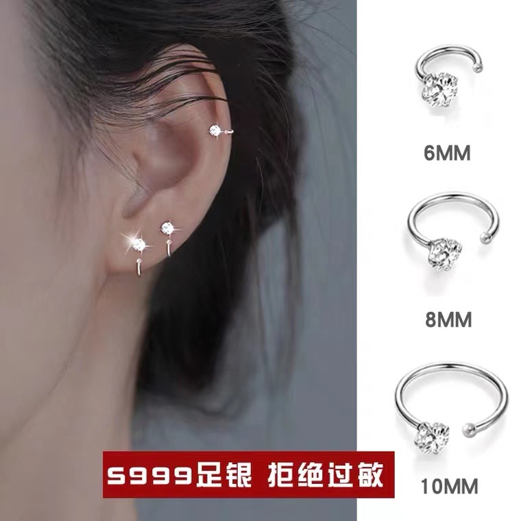 Сережки с серебристым цирконистым цирконидом s999, короткие, блестящие, блестящие сережки, высокочувствительные и высокочувствительные pic 1