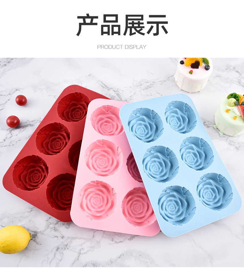 6-piece rose cake mold, food-grade silicone mousse mold, candle gypsum crystal resin mold, easy to demold pic 11