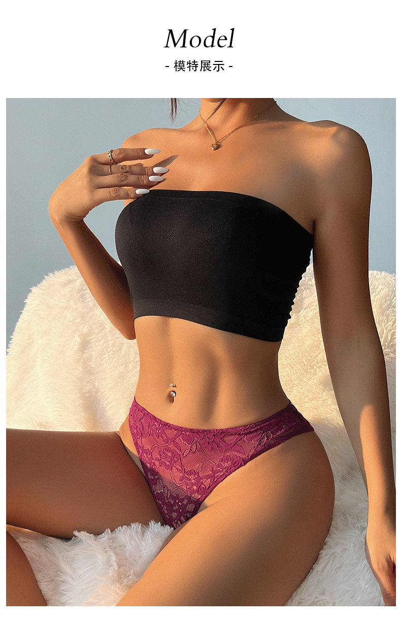 跨境欧美专供大码款性感蕾丝丁字无痕内裤女全棉中高腰高弹性舒适详情10