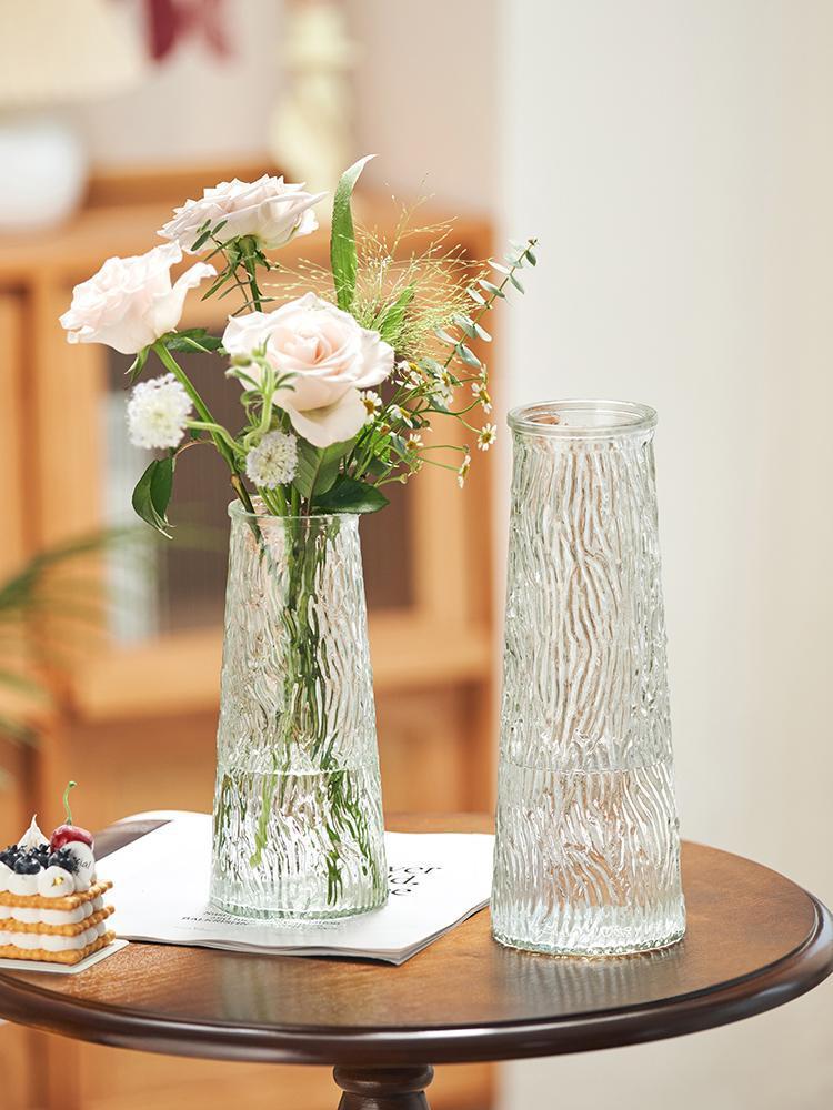 玻璃花瓶高级感简约创意透明竖纹塔玫瑰鲜花瓶ins风客厅插花摆件详情4
