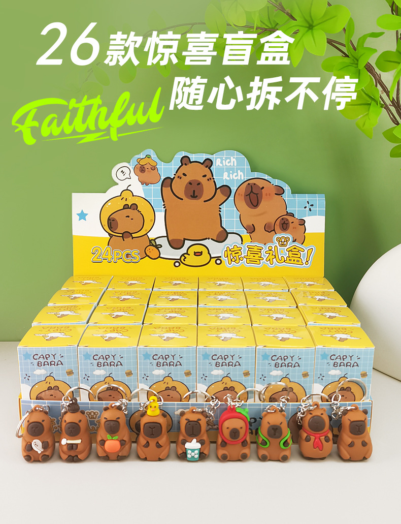 24入卡皮巴拉盲盒游戏同款手办公仔网红钥匙扣摆摊儿童学生小礼物详情1